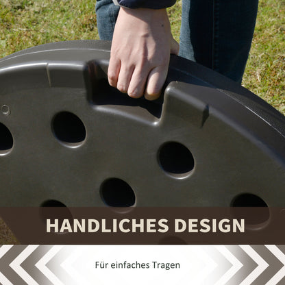 Outsunny Sonnenschirmständer 4-teilig, Schirmgewicht, Schirmständer, Bodenkreuz befüllbar med Sand/Wasser bis 25/17 kg, Gewichte Sonnenschirmfuß HDPE Kaffee