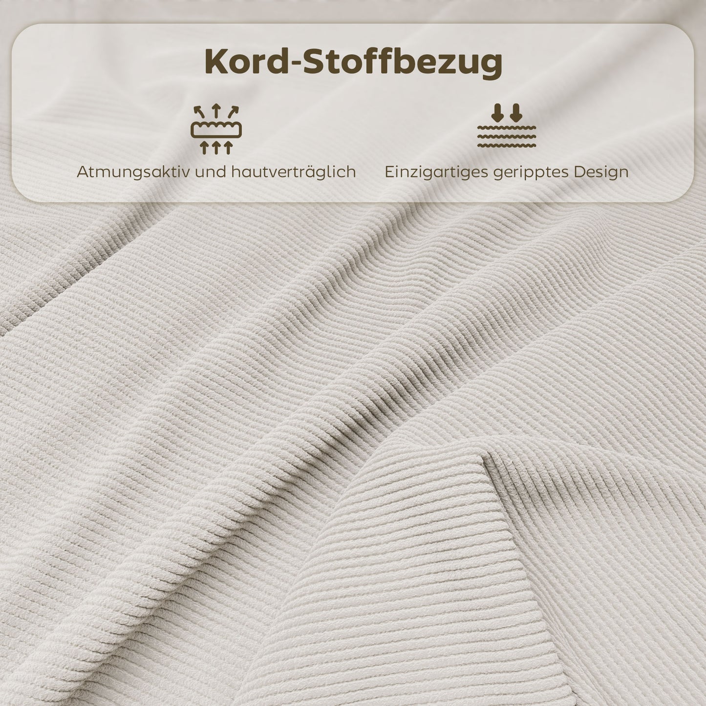 HOMCOM 4er-Set gepolsterte Klappstühle, Faltbare Stühle mit Cordbezug, Rückenlehne, Metallrahmen, Cremeweiß