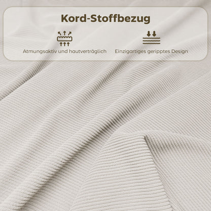 HOMCOM 4er-Set gepolsterte Klappstühle, Faltbare Stühle mit Cordbezug, Rückenlehne, Metallrahmen, Cremeweiß