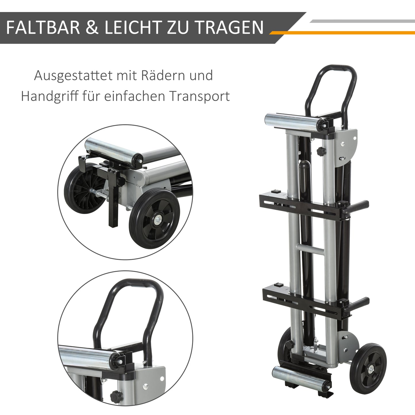 DURHAND Untergestell für Kappsägen Arbeitstisch für Kapp- und Gehrungssägen Sägengestell Kappsäge Stahl Schwarz+Silber Seitenverlängerung 123,5-245 cm