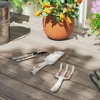 Outsunny Gartenwerkzeug Set 3 Stück Garten Werkzeug aus Metall mit Blumenkelle Handrechen Gartenschere