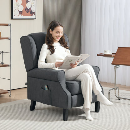 HOMCOM Massagesessel mit Heizfunktion, 2 Massagebereiche, Liegefunktion, bis 150 kg, Dunkelgrau