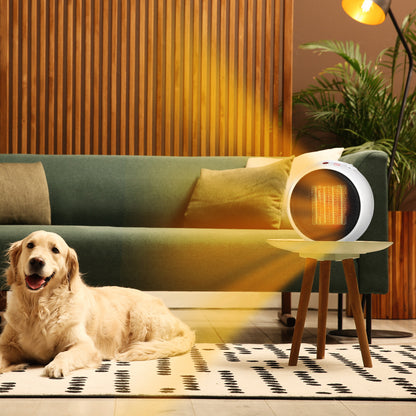 HOMCOM Heizlüfter Heizgerät Elektroheizer Heizer Heizung Wärme 900W/1500W Kunststoff Weiß+Schwarz 22 x 18,5 x 21 cm