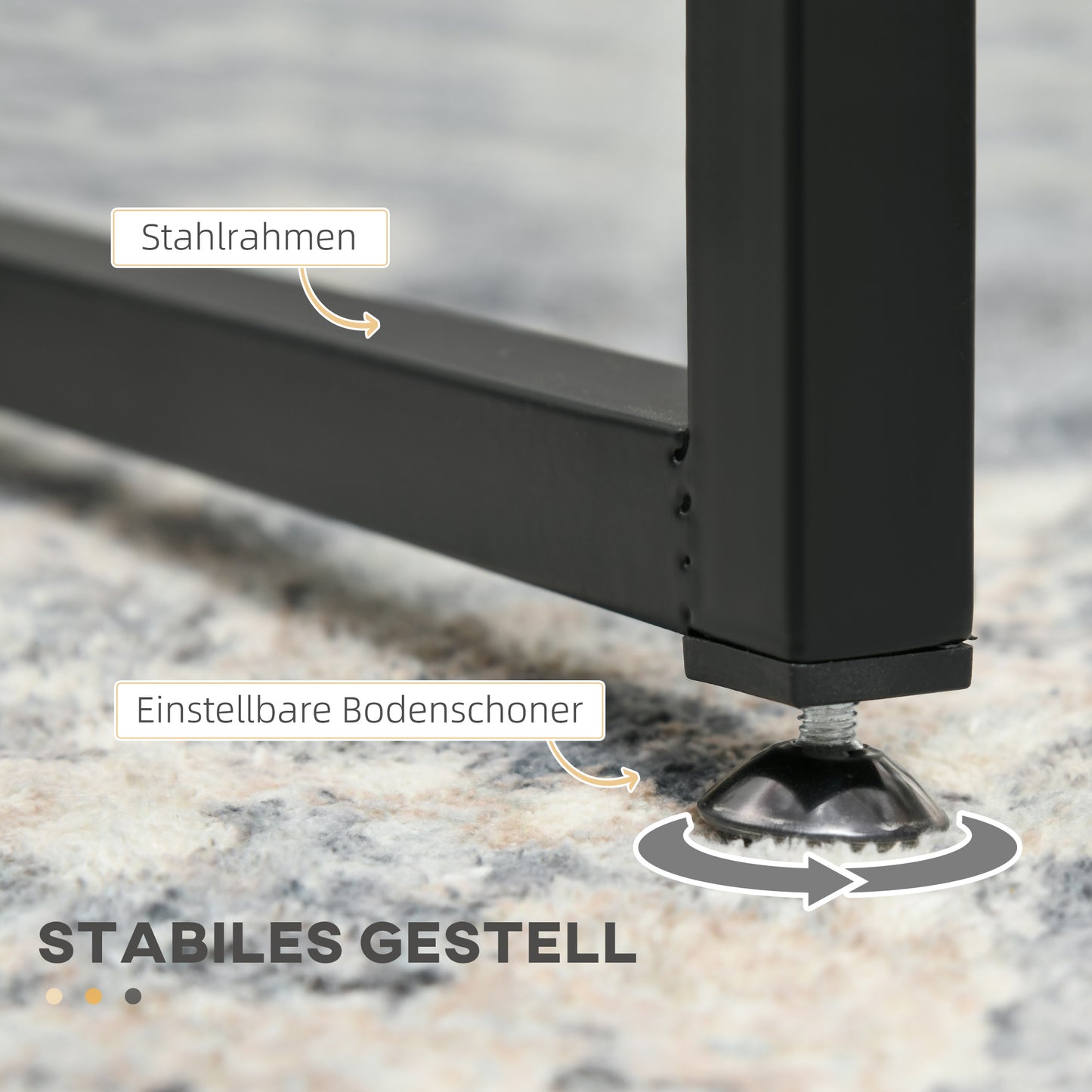 HOMCOM 2er-Set Couchtische, Glastische, mit pulverbeschichtetem Stahl, Schwarz + Transparent