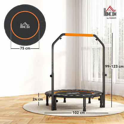 HOMCOM Fitnesstrampolin, klappbar, verstellbarer Haltegriff, Ø102 x 123H cm, bis 100 kg, Schwarz