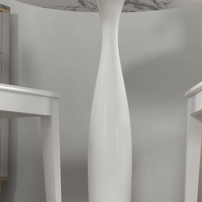 HOMCOM Runder Esstisch, pulverbeschichteter Stahl, MDF mit Melamin, rutschfeste Füße, 70 x 74 cm, Weiß