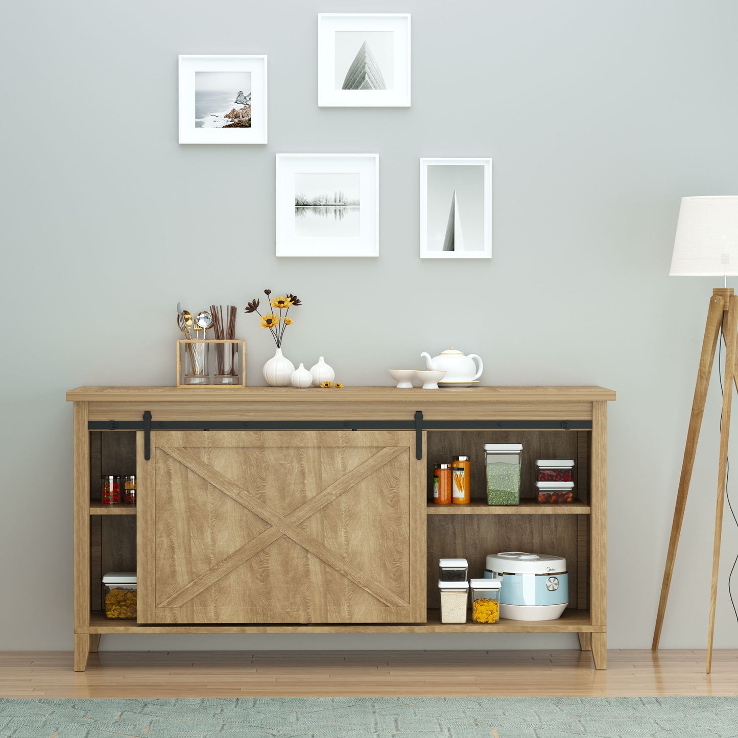 HOMCOM Schiebetüren-Beschlagsatz 180 cm Komplett-Set mit Schienen, Rollen, Anti-Sprung-Vorrichtungen Kohlenstoffstahl