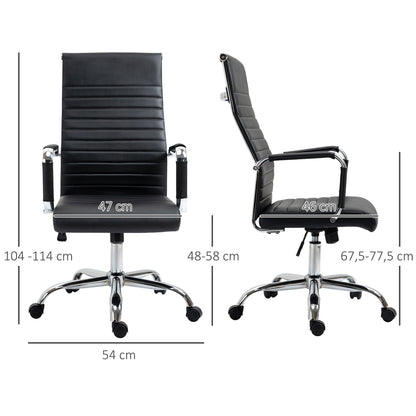 Vinsetto Bürostuhl ergonomisk Schreibtischstuhl med Wippfunktion Chefsessel höhenverstellbarer Drehstuhl gepolstert Konstledare Schaumstoff Schwarz 54 x 62 x 104-114 cm