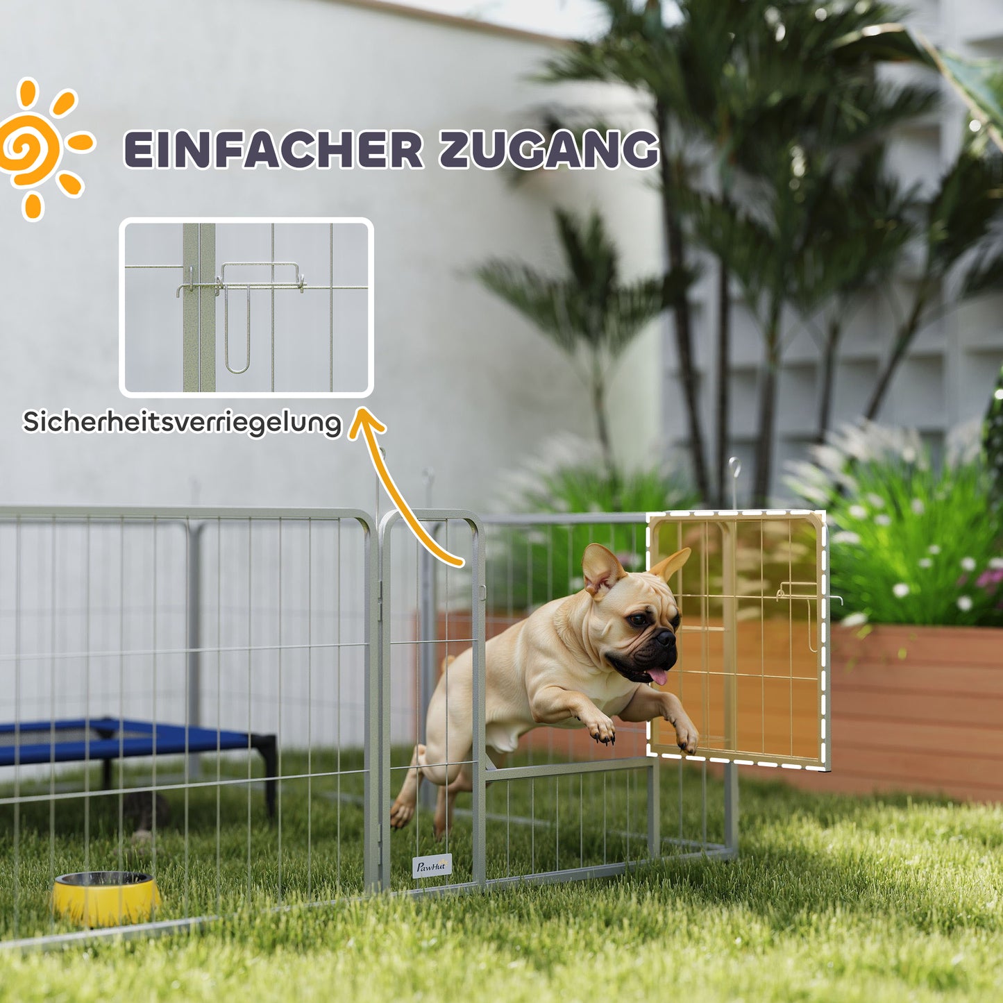 PawHut Haustiergehege, Hundezaun, Haustierspielplatz, flexibel anpassbar, rostfreier Stahl