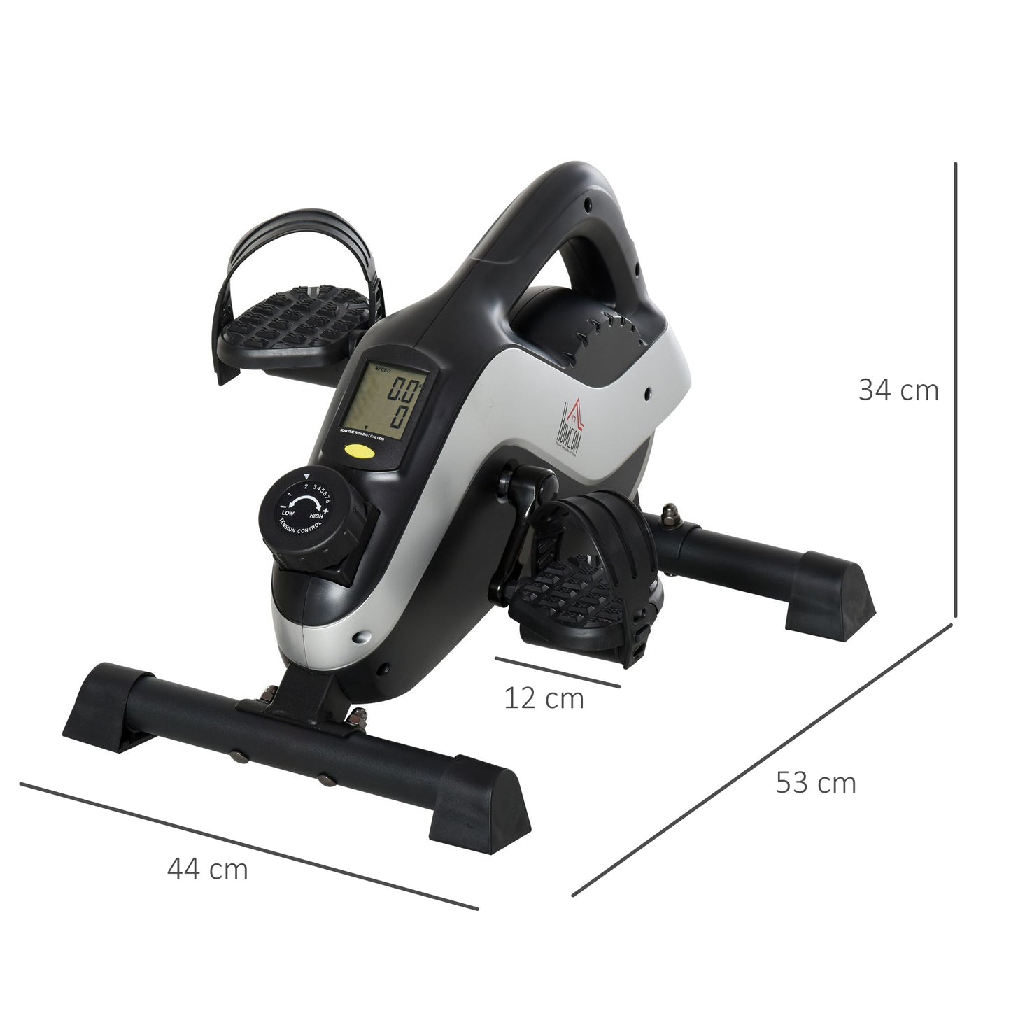 HOMCOM Mini Heimtrainer Pedaltrainer für Beintraining Pedal-Trainer mit Befestigungsgurt Anti-rutschmatte