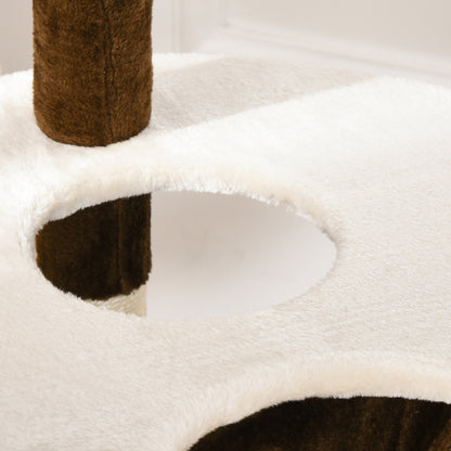 PawHut Kratzbaum mit Katzenhöhle Hängematte XXL Katzenbaum Kletterbaum Kletterbaum für Katzen Mehrstufiges Multiaktivitätszentrum Plüsch Braun 65 x 50 x 153 cm