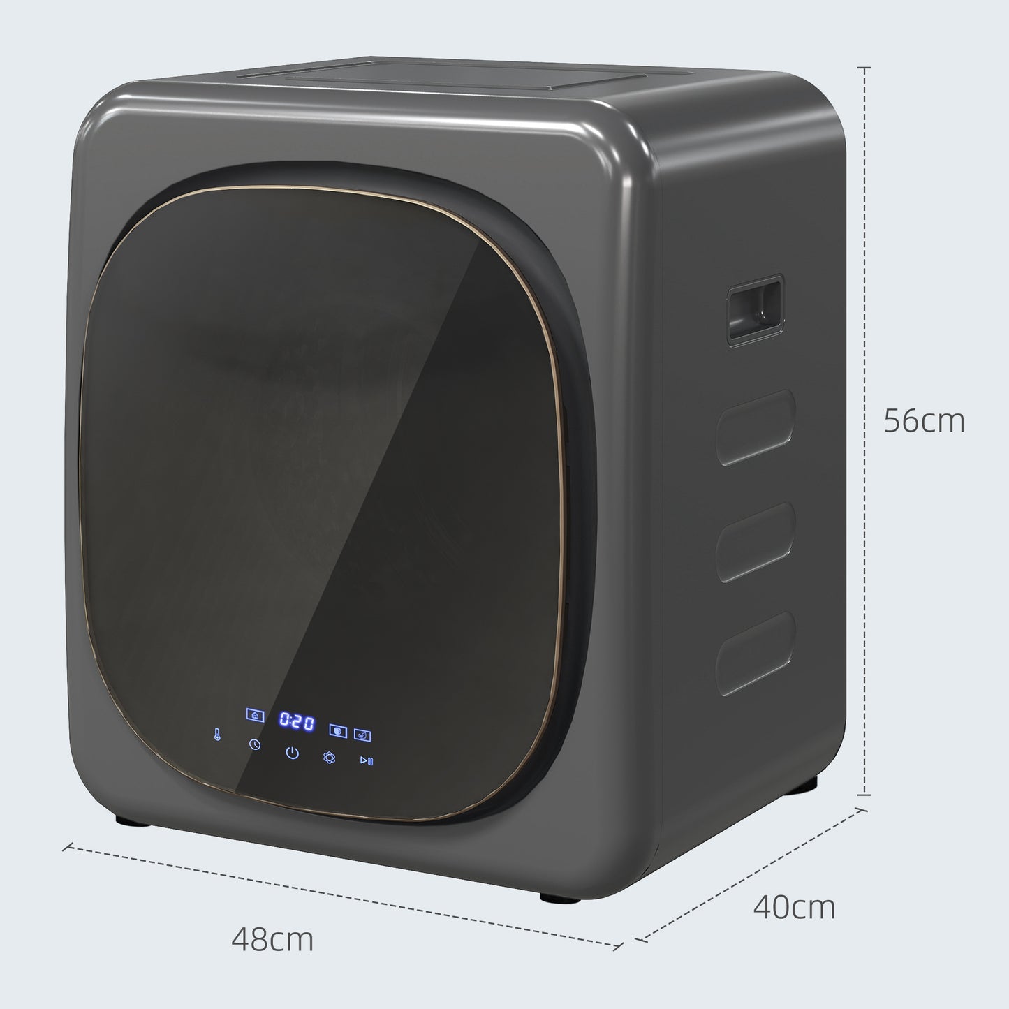 HOMCOM Wäschetrockner mit UV-Desinfektion, kompakte Bauweise, 4 kg Kapazität, Edelstahl, Grau