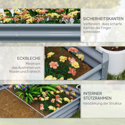 Outsunny Hochbeet aus Stahl, Wetterbeständig Pflanzbeet mit Anti-Schnittkante Frühbeet