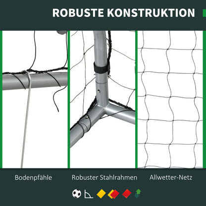 SPORTNOW Fußballtor wetterfest, robustes Netz, stabiler Metallrahmen, einfacher Aufbau, 300 x 200 x 120 cm
