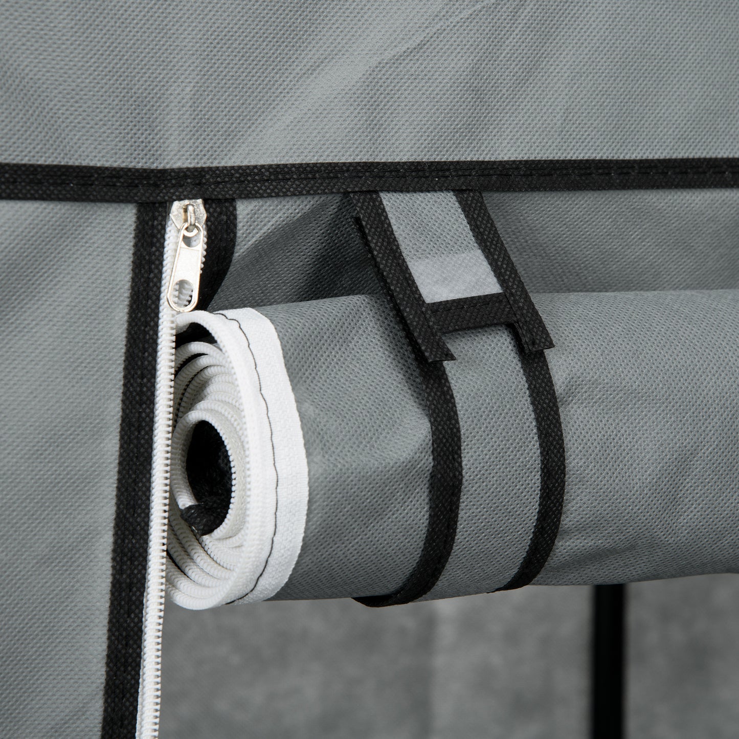 HOMCOM Stoffschrank Kleiderschrank faltbarer Schrank, 1 Kleiderstange, 6 Regalböden, 102 x 42.5 x 162.5 cm, Grau