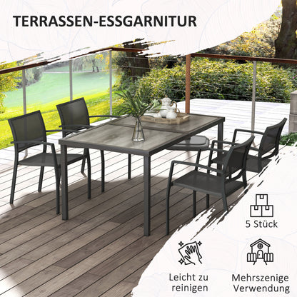 Outsunny Gartenmöbel-Set Gartensitzgruppe, 1 Tisch, 4 Stühle, 150 x 87 x 72 cm, Grau