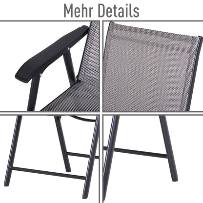 Outsunny Klappstuhl mit Armlehne 2er Set Campingstuhl Angelstuhl Metall Grau 58 x 64 x 94 cm