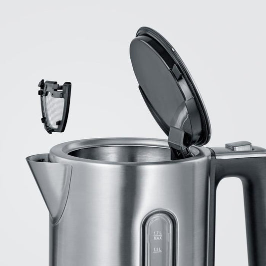 SEVERIN WK3418 Kettle 1.7 L with adjustable temperature up to 100 ° C, 5 ° C steps, LCD display, Bisphenol A free, 360 ° base, Stainless steel