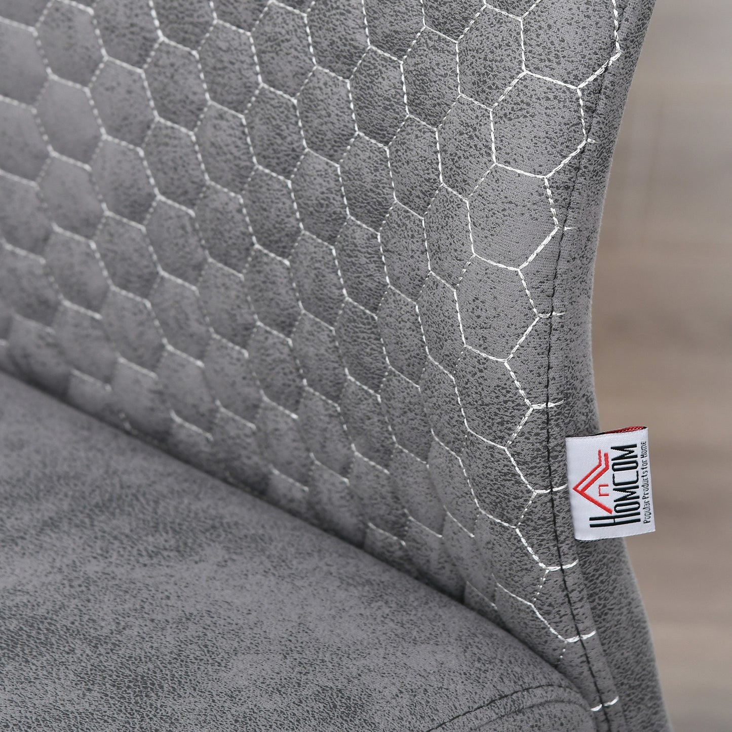 HOMCOM 4er-Set Freischwinger Esszimmerstühle 4-teilig Küchenstühle, Mikrofaser, 45 x 61 x 98 cm, Grau