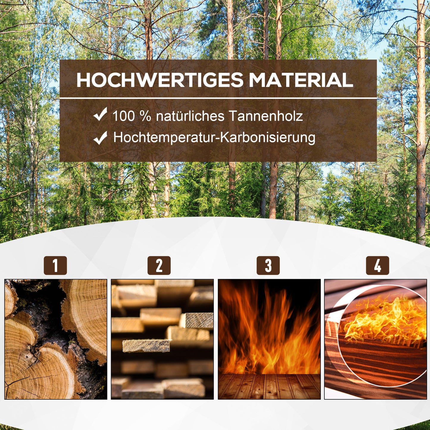 Outsunny Hochbeet Pflanzkasten Kräuterbeet Pflanzbeet Gemüse Blumenbeet Blumenkasten, Tannenholz 78x35x30 cm