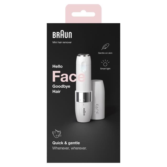 Braun Face Mini FS1000 Electric Facial Shaver for Women - Gentle on Skin - Smart Light Function - White
