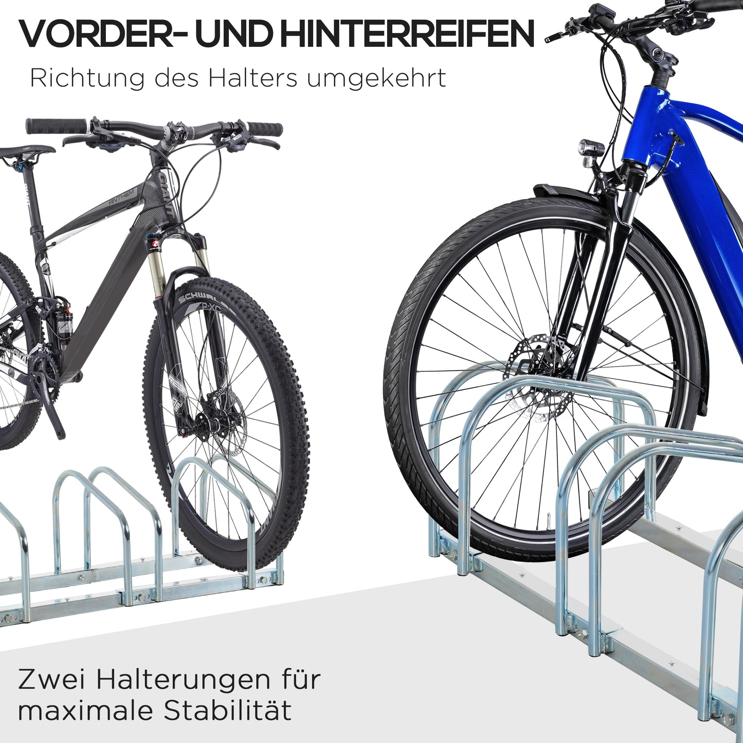 HOMCOM Fahrradständer für 6 Fahrräder wetterfest Wand- oder Bodenmontage Stahl 179 x 33 x 27cm