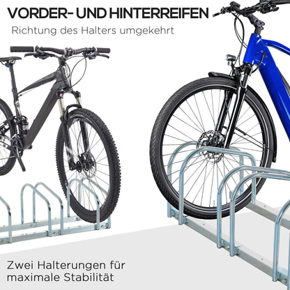 HOMCOM Fahrradständer für 6 Fahrräder wetterfest Wand- oder Bodenmontage Stahl 179 x 33 x 27cm