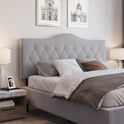 HOMCOM Kopfteil für Bett Polsterkopfteil Bett Kopf Rückenlehne Bettkopfteil in grau Pappel Samt Stoff 185 x 8 x 134 cm