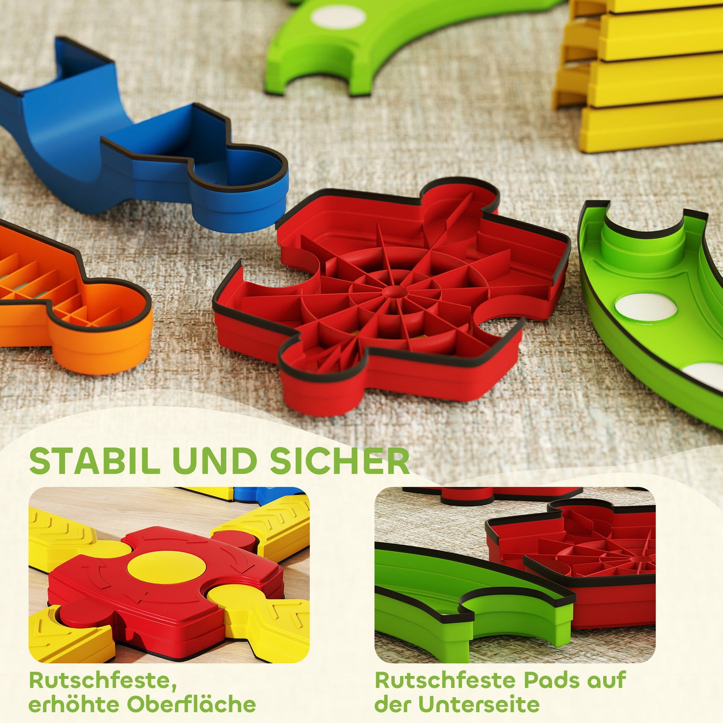 AIYAPLAY Balancebalken für Kinder, interaktives Gestell, rutschfest, Kunststoff, Bunt