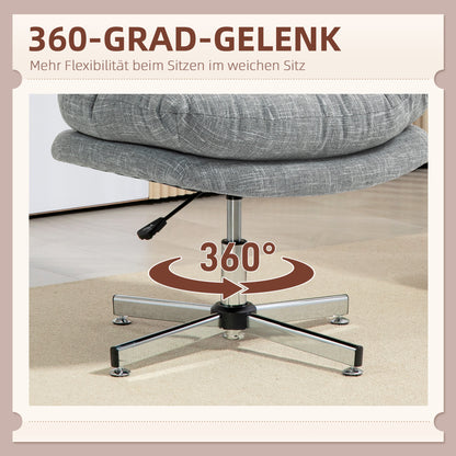 HOMCOM Bürostuhl ohne Armlehnen, bequemer Schreibtischstuhl mit gepolstertem Sitz und verstellbarer Höhe, Grau