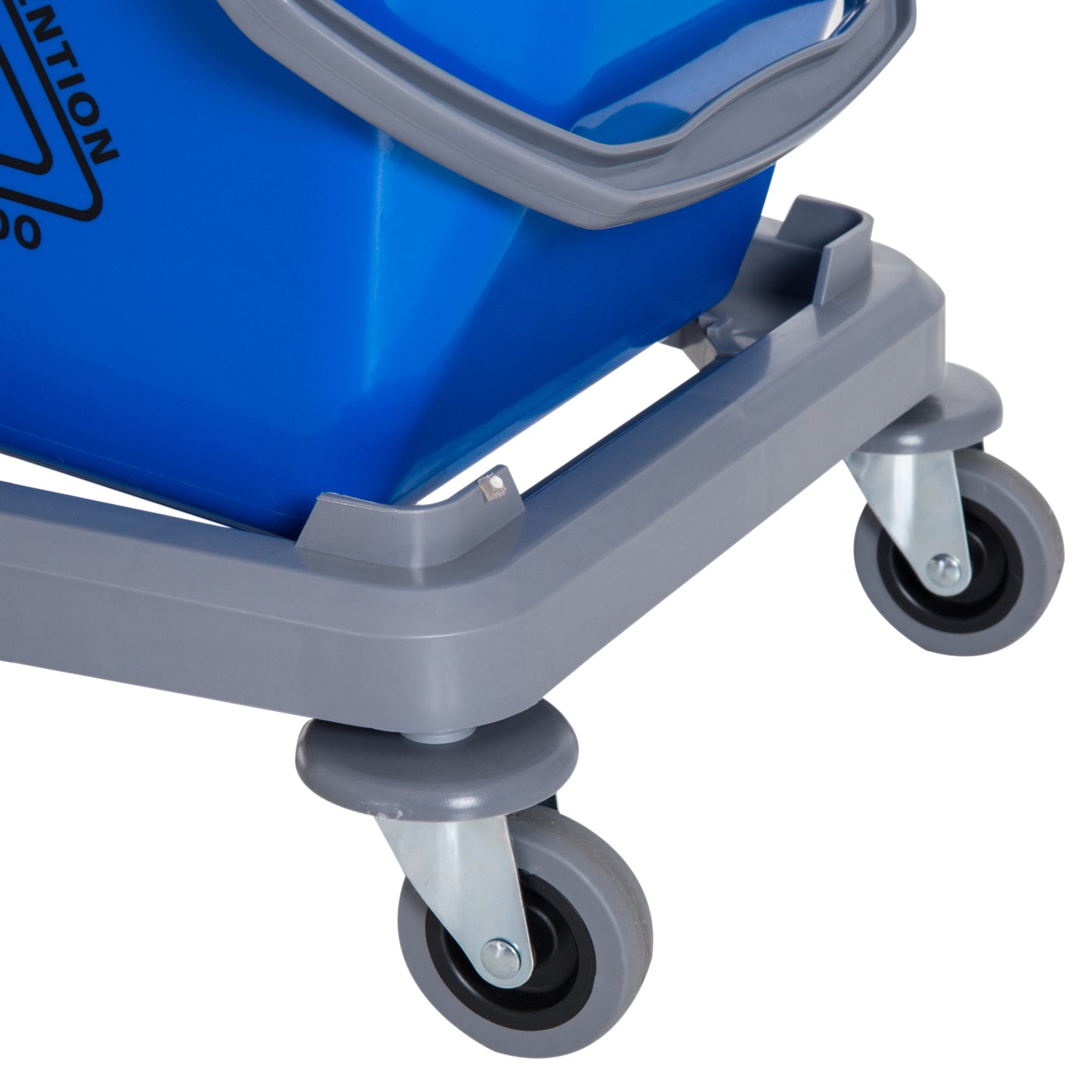 HOMCOM Putzwagen Reinigungswagen Wischwagen mit 2 Eimern Systemwagen mit 4 leichtgängigen Rollen Metall+PP Blau+Rot 73 × 45 × 92 cm