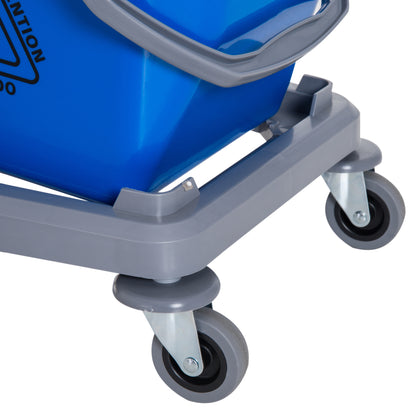 HOMCOM Putzwagen Reinigungswagen Wischwagen mit 2 Eimern Systemwagen mit 4 leichtgängigen Rollen Metall+PP Blau+Rot 73 × 45 × 92 cm