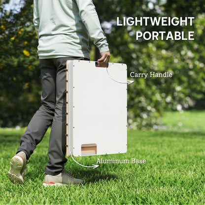 Outsunny Bodendusche Gartendusche mit einstellbar Fußrad Aluminium bis 4 m Fontänenhöhe 70 x 55 cm Naturholz