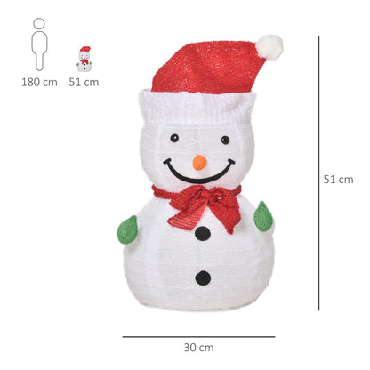 Outsunny Weihnachtsdekoration Schneemann Outdoor.Weihnachtsdeko Weihnachtslicht, inkl. LEDS, 30 cm x 30 cm x 51 cm, Rot+Weiß