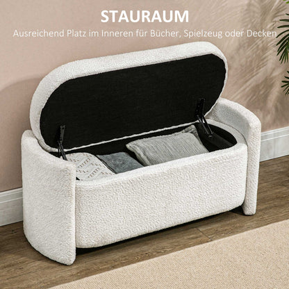 HOMCOM Sitzbank mit Stauraum Flurbank Schuhbank, gepolstert, 105 cm x 44 cm x 45,5 cm. Creme/Beige