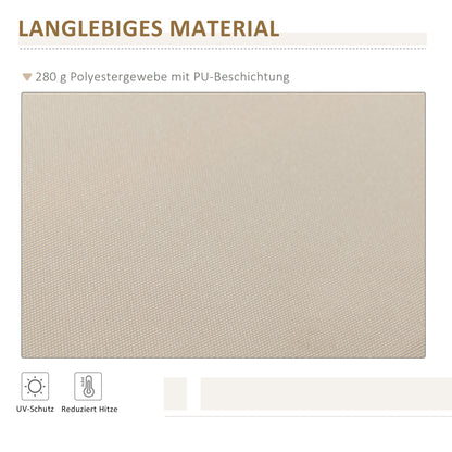 Outsunny Markise, Sonnenschutz, einfahrbar, mit Handkurbel, Metallrahmen, Polyester, Weiß+Beige, 3,95 x 2,45 m