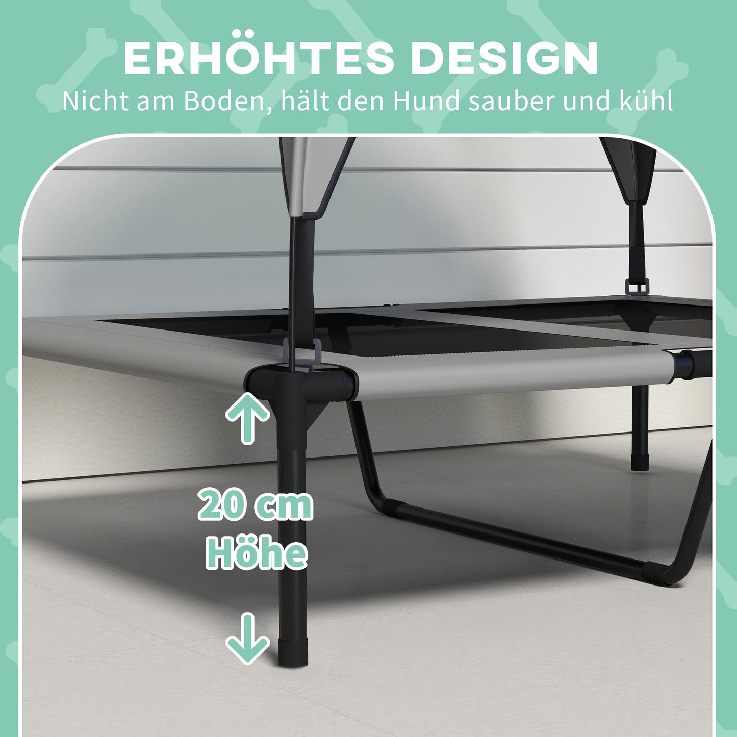 PawHut Hundebett mit Dach, atmungsaktiv, wasserabweisend, bis 30 kg, 91 x 76 x 89 cm, Hellgrau