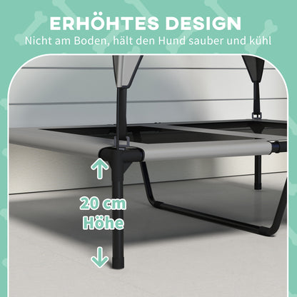 PawHut Hundebett mit Dach, atmungsaktiv, wasserabweisend, bis 30 kg, 91 x 76 x 89 cm, Hellgrau