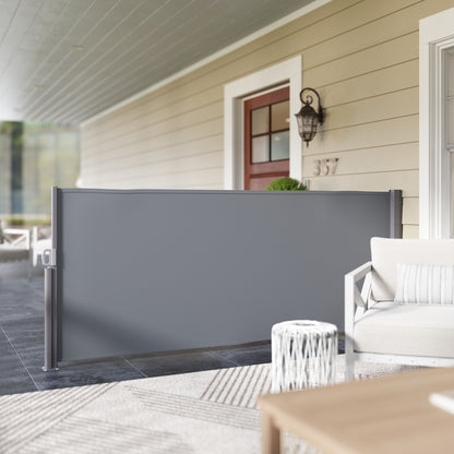 Outsunny Seitenmarkise ausziehbar blickdicht Sichtschutz mit Wandhalterung Beschichtung 300x140cm Dunkelgrau