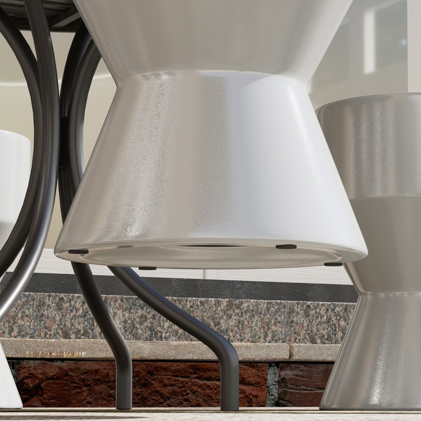 Outsunny Sitzhocker aus Keramik 120kg belastbar Ø33 x 45,5 cm Wetterfest Garten Hocker i Sanduhrform Hellgrau