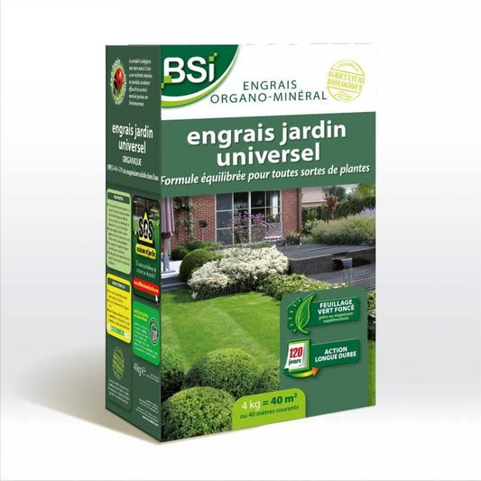 BSI - Universal Organic Fertilizer - For multiple plants - Lawn, Vegetable Garden, Flowers ... - Long Action - 4Kg - Up to 40 m² - UAB