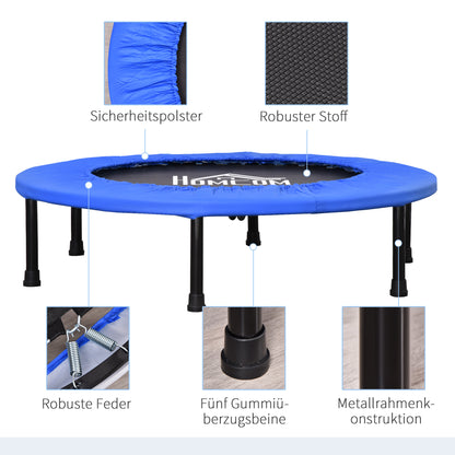 HOMCOM itness Trampolin Ø91 cm Mini Trampoline mit rutschfesten Füßen 100kg Belastbar Ø91 x 22,5H cm Schwarz+Blau