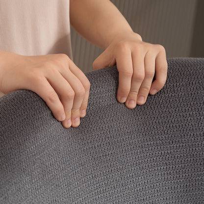 HOMCOM Moderner Polsterstuhl im Ohrenbacken-Stil, hohe Rückenlehne, dicke Polsterung, Metallbeine, Grau