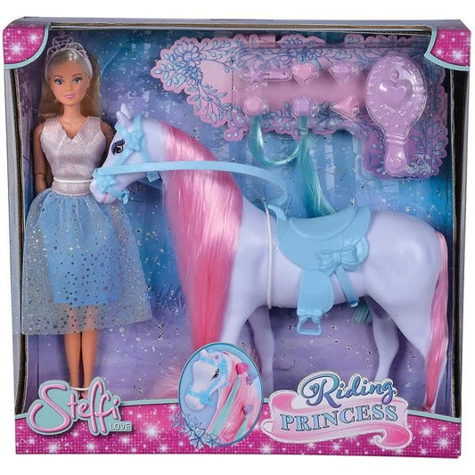 Simba - Steffi Love Princess and Horse - Model Doll 29cm - Dress + Tiara - Hairdressing Accessories included