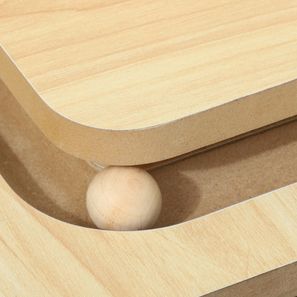 PawHut 3-i-1-Kratzbaum med Spielschiene, Spielball, Sisal, bis 10 kg, 39,5 x 39,5 x 87 cm, Eiche/Creme