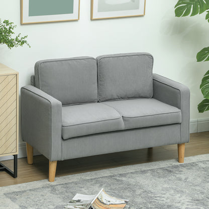 HOMCOM Zweisitzer-Sofa mit Stauraum und soliden Holzbeinen, für Wohnzimmer, Schlafzimmer, 117 x 63 x 79 cm, Hellgrau