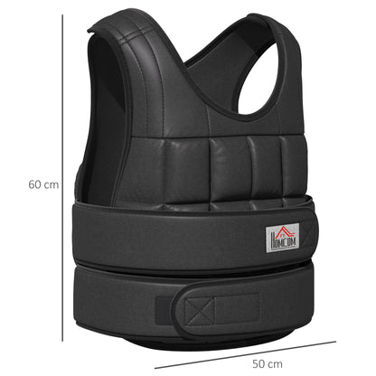 HOMCOM 30 kg Gewichtsweste Trainingsweste mit 35 Gewichtssäcke Verstellbar Krafttraining Fitness Oxford Metall Schwarz 60 x 50 cm