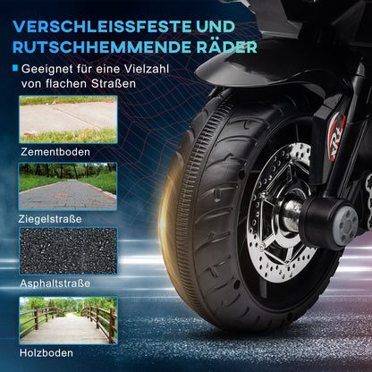 HOMCOM Elektro-Kindermotorrad, Lichter & Geräusche, 3 km/h, wiederaufladbar, Kunststoff & Metall, Blau/Weiß