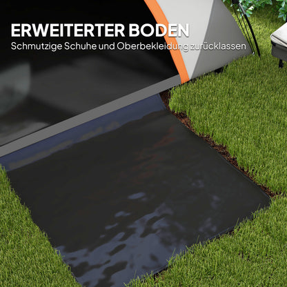 Outsunny Kuppelzelt für 2 Personen leicht, stabil wasserdicht Familienzelt mit Tür&amp;Fenster Packtasche Grau+Rostrot
