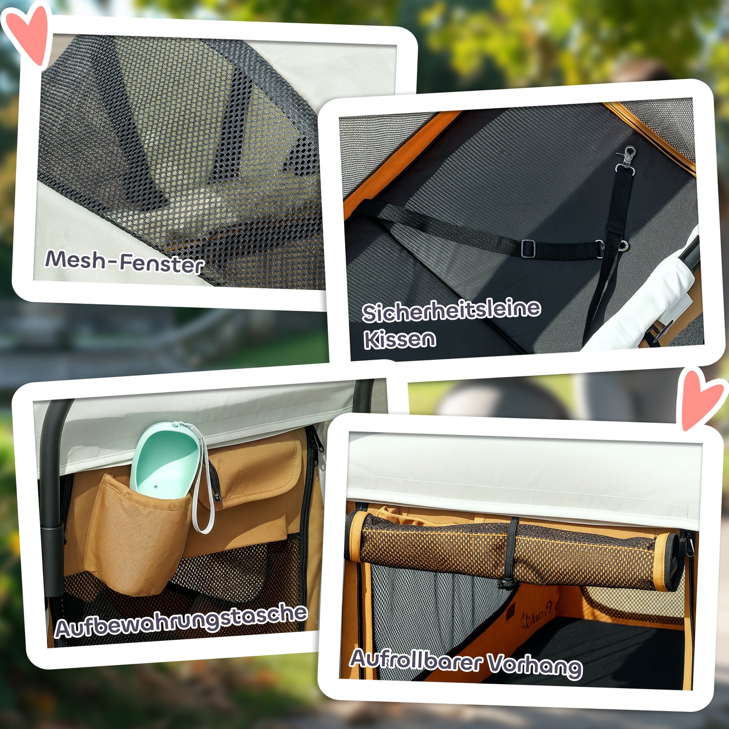 PawHut Hundewagen Hundebuggy klappbar für Hunde & Katzen bis 30 kg 110 x 65 x 102 cm Braun